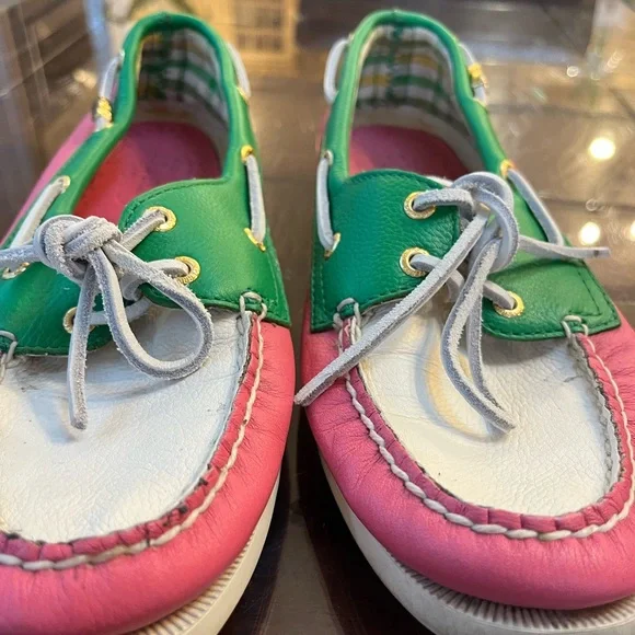 Topsider Sperry woman’s Colorful pink and green Boat Sz 8.5 woman - Picture 2 of 7